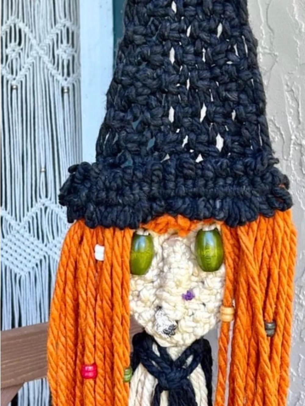 Vintage Halloween Witch Hanging Macrame